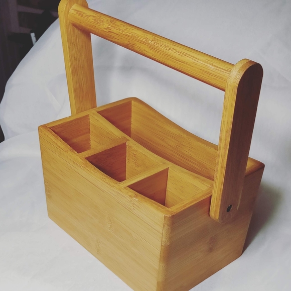 Natural Bamboo Cultery Caddy With Handle - Picture 7 of 10